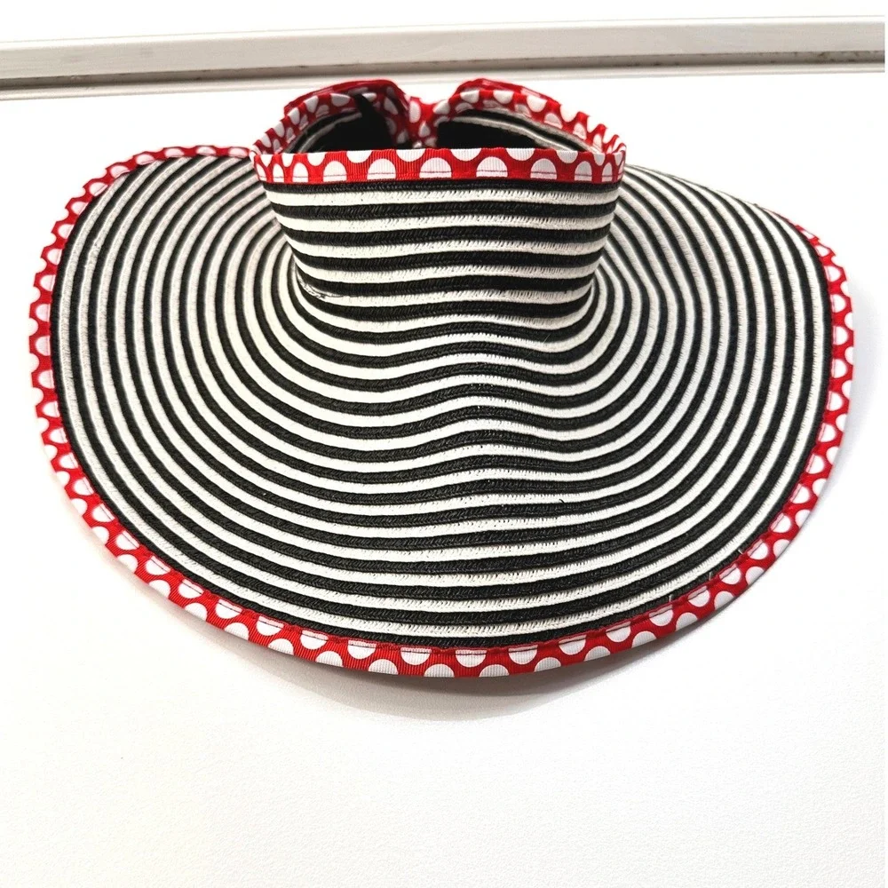 Disney Minnie Mouse Packable Sun Visor Sun Hat OS Striped Polka Dot Resort